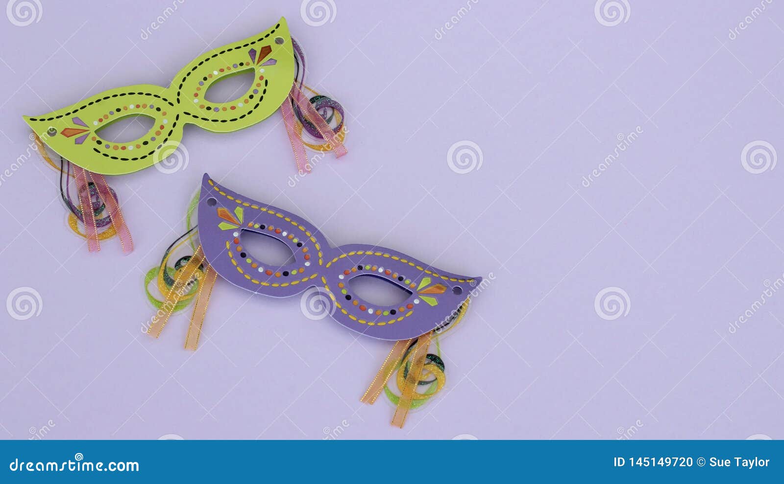 Masquerade Masks on a Purple Background Stock Photo - Image of card