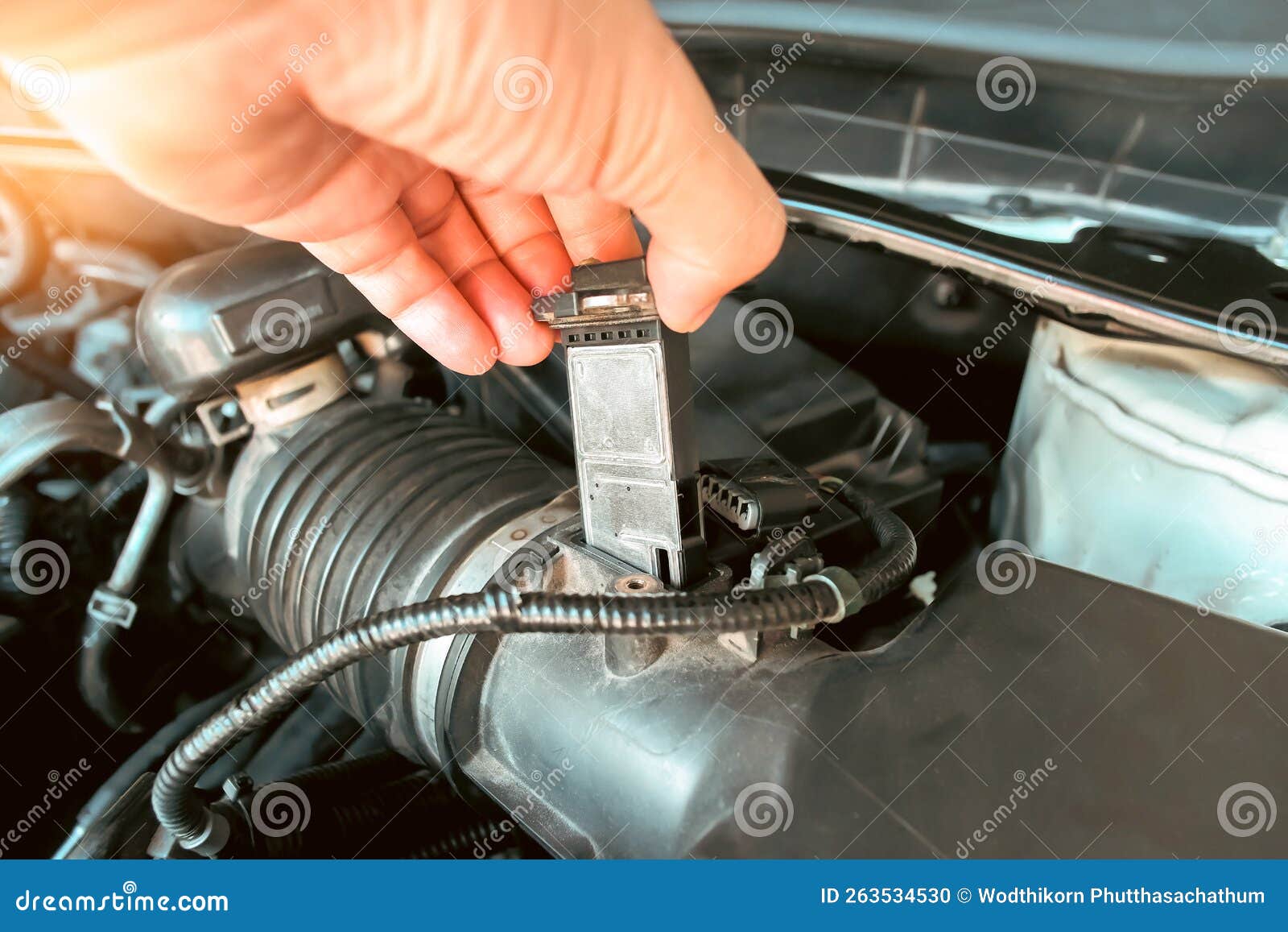 The Mass Air Flow Sensor is Installed in the Engine Air Intake Manifold