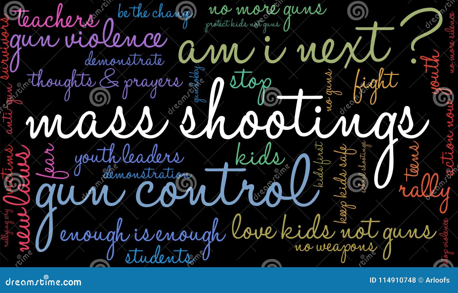 Mass Shootings Word Cloud stock vector. Illustration of rally 114910748
