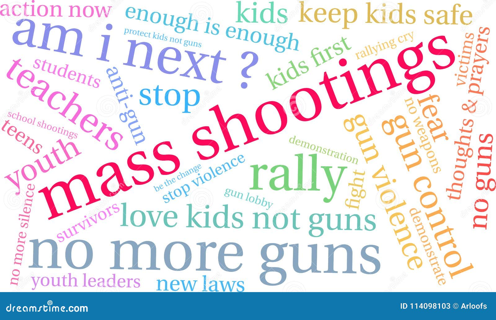 Mass Shootings Word Cloud stock vector. Illustration of thoughts