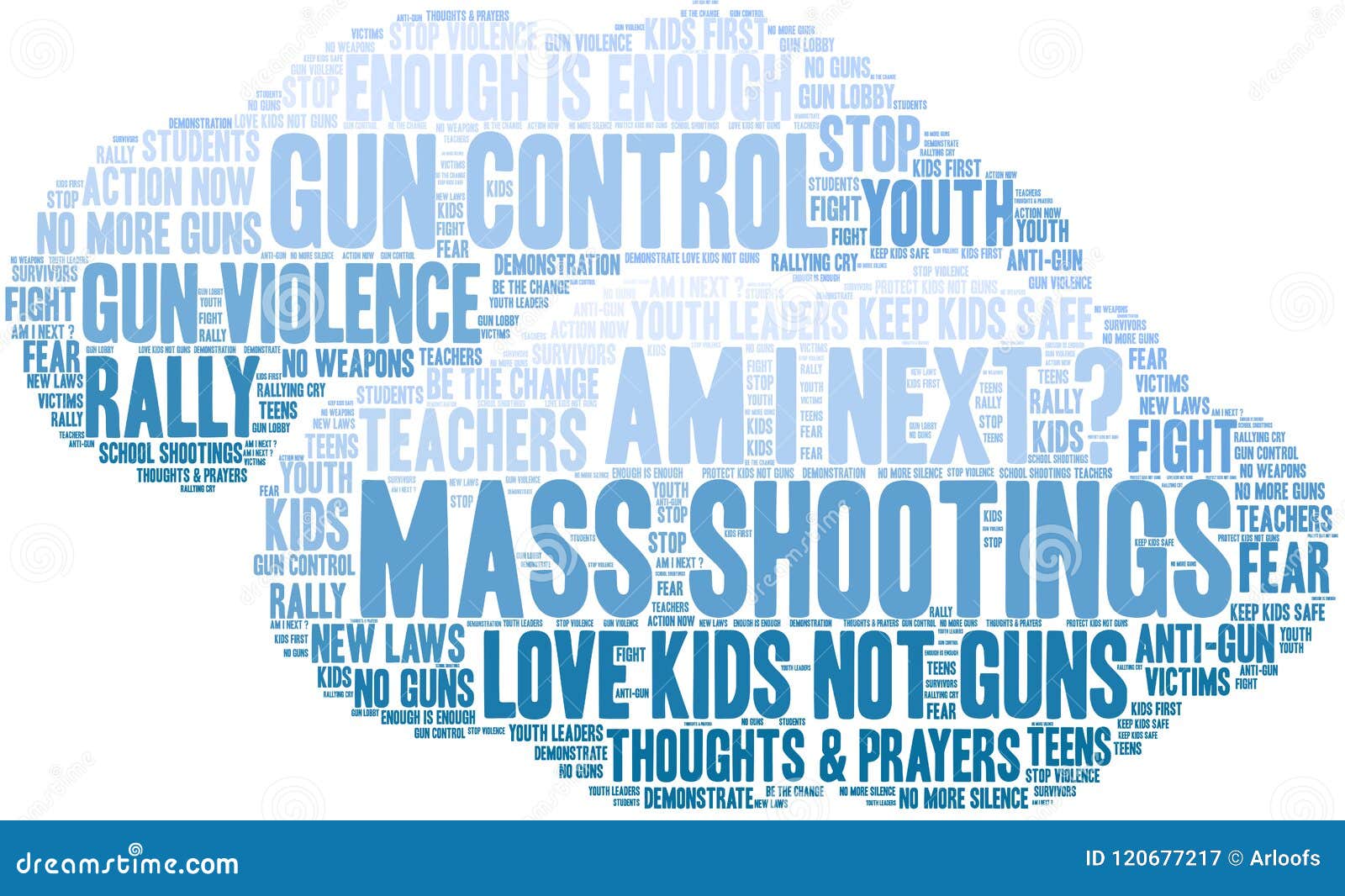 Mass Shootings Word Cloud stock vector. Illustration of violence