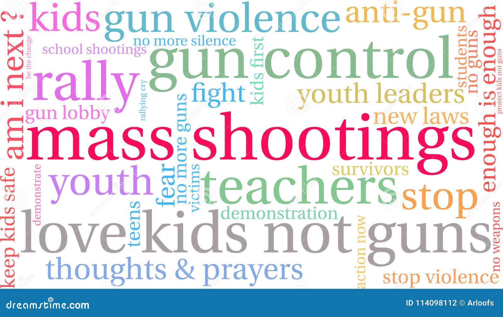 Mass Shootings Word Cloud stock vector. Illustration of victims 114098112