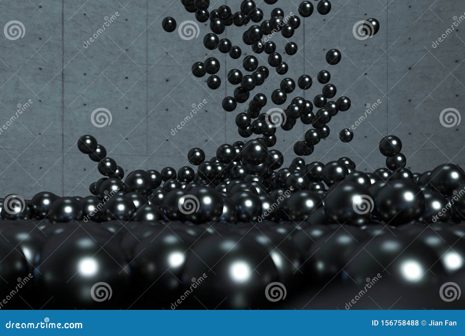 A Mass of Spheres Falling Down from Above, 3d Rendering Stock ...