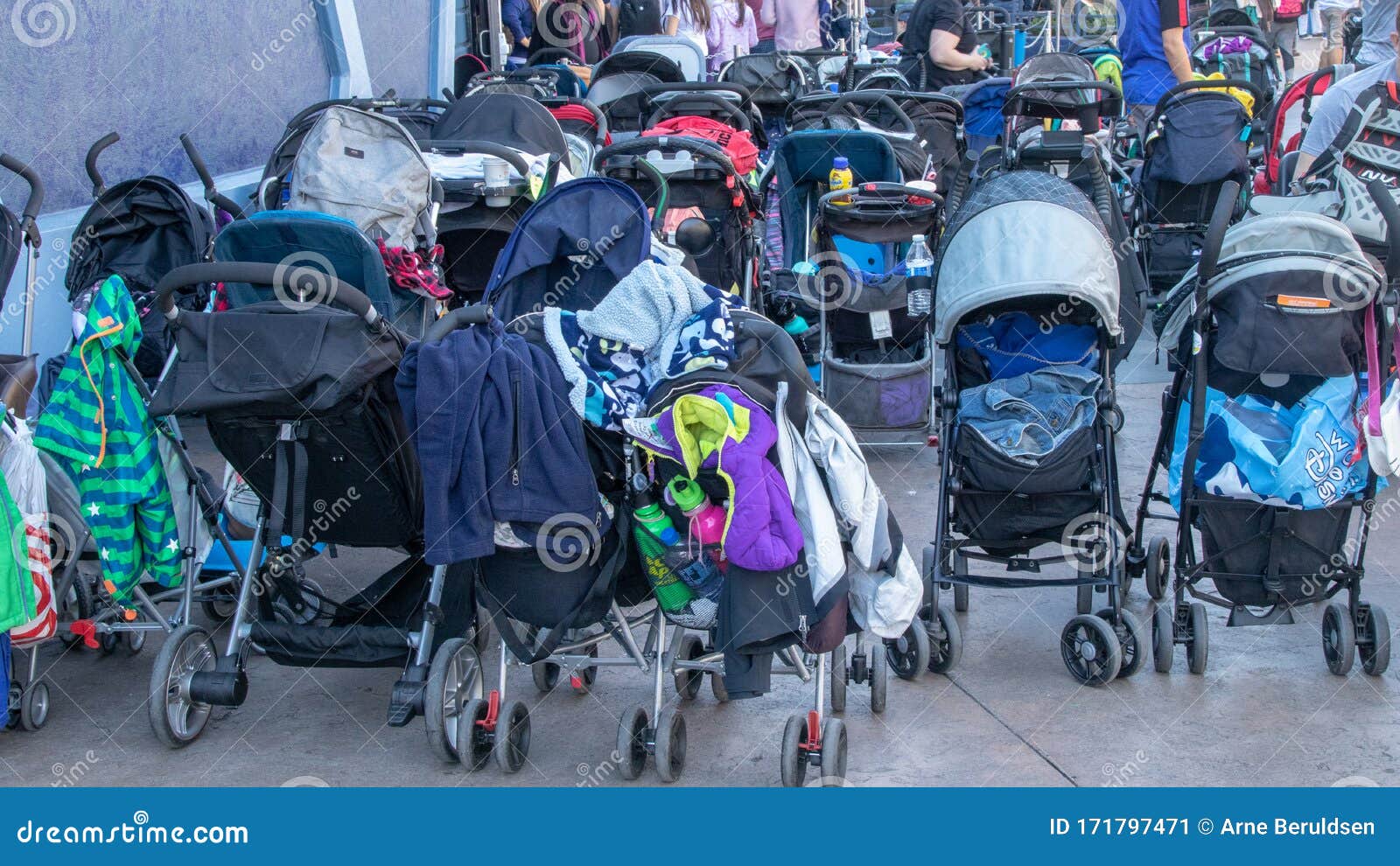 Mass Of Strollers In Disneyland Stock Image - Image of family, parked