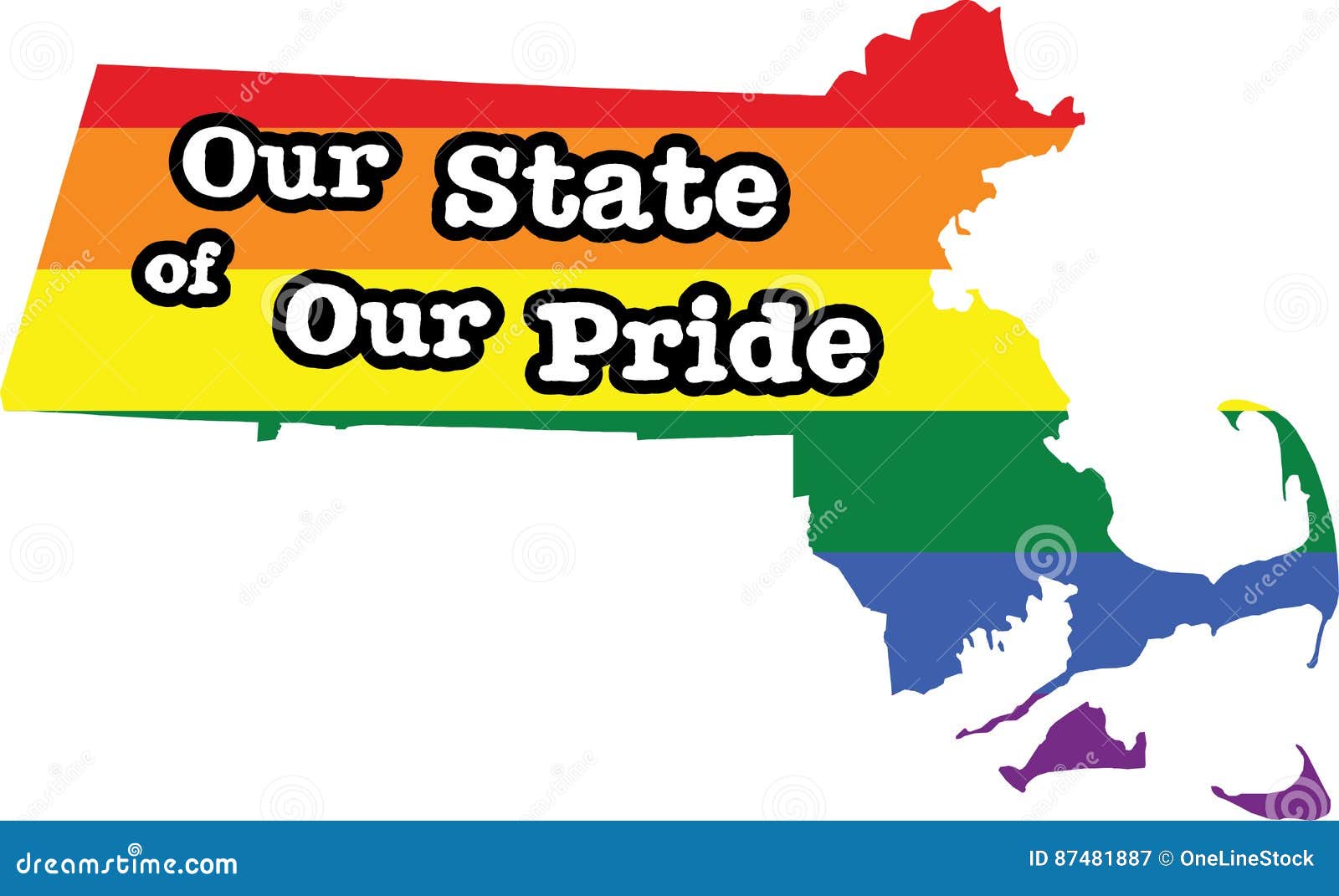 Massachusetts Gay Pride Vector State Sign Stock Vector Illustration