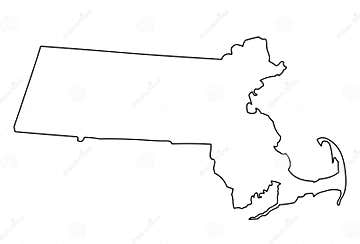 Massachusetts Map Outline Vector Illustartion Stock Vector