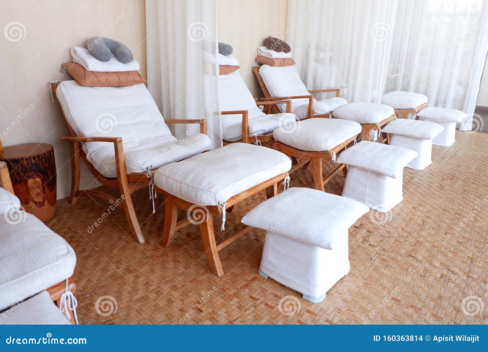 Massage beds in Spa room. stock photo. Image of relax 160363814