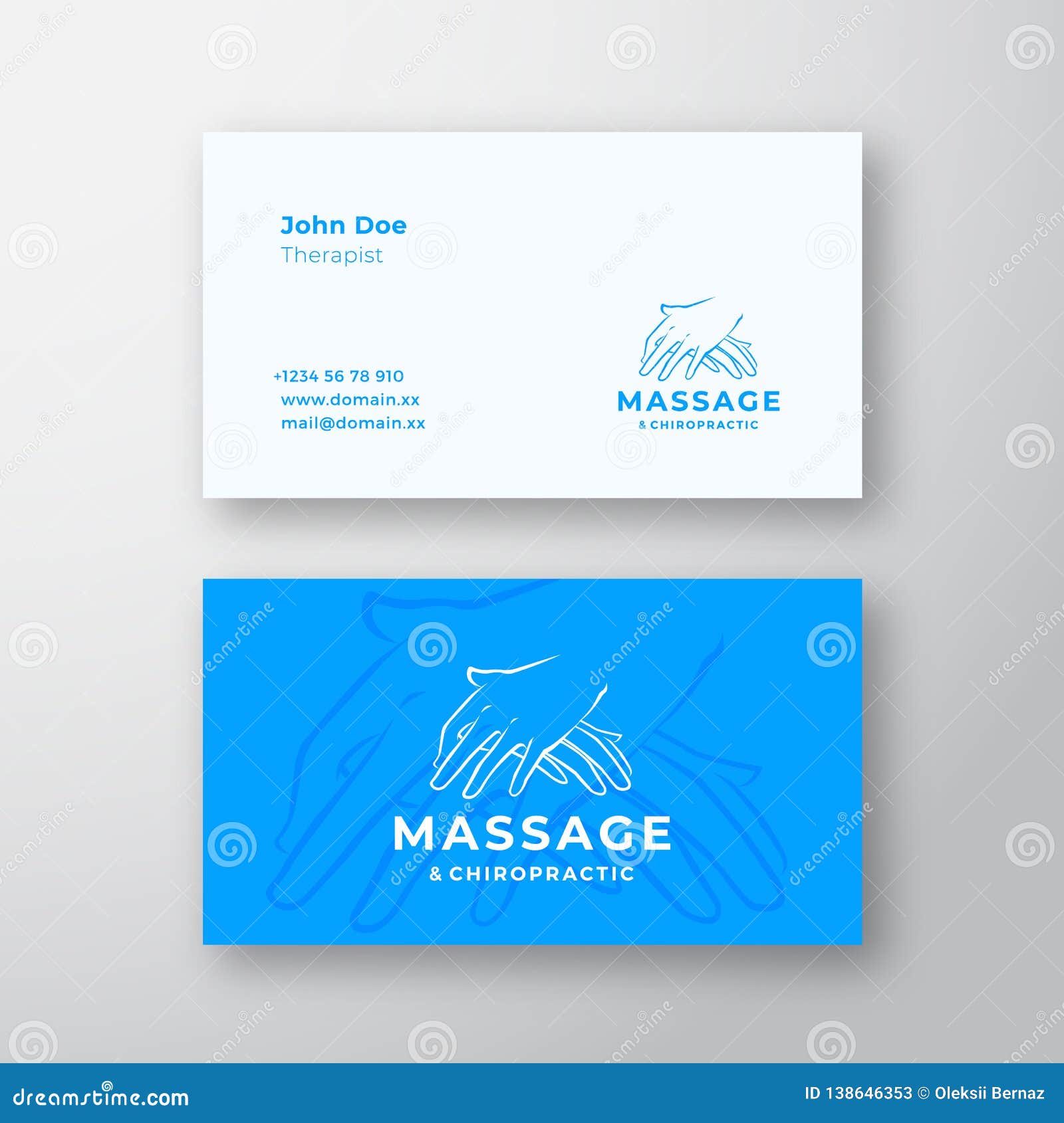 Massage and Chiropractic Abstract Vector Logo and Business Card For Massage Therapy Business Card Templates