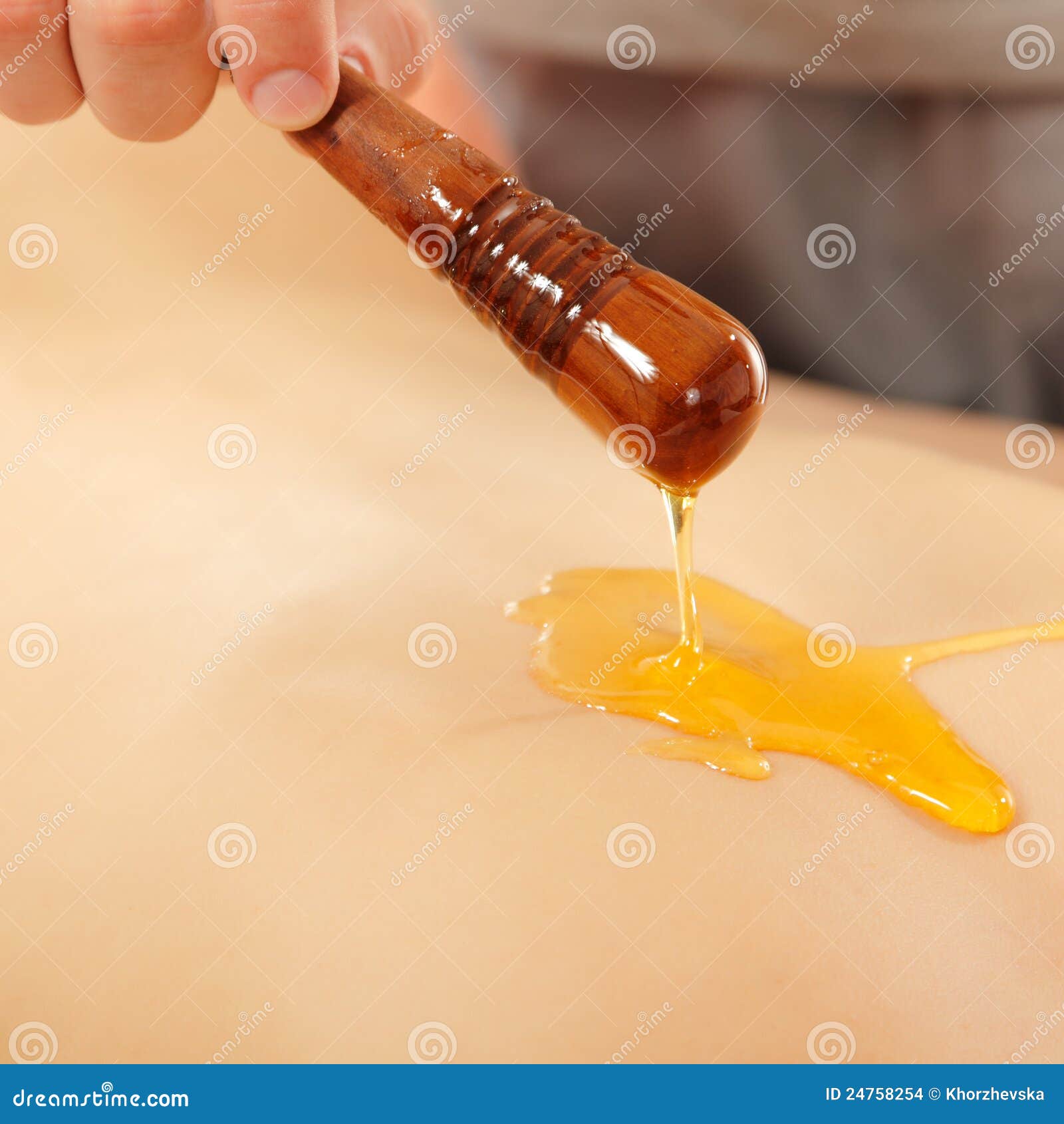 Massage with Honey on Back of Woman Young Stock Photo Image of