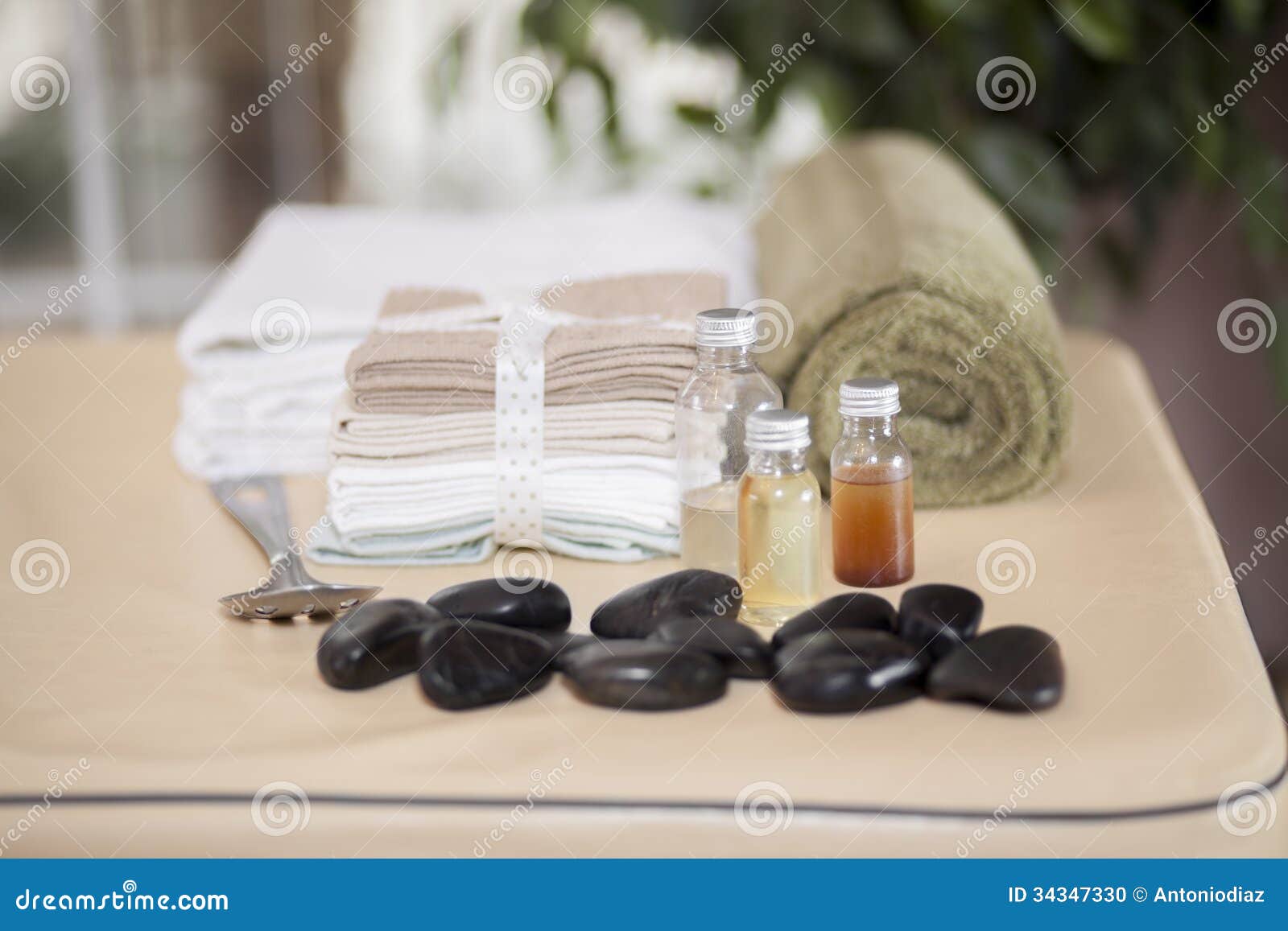 Massage Oils and Stones are Ready Stock Photo Image of beauty, home