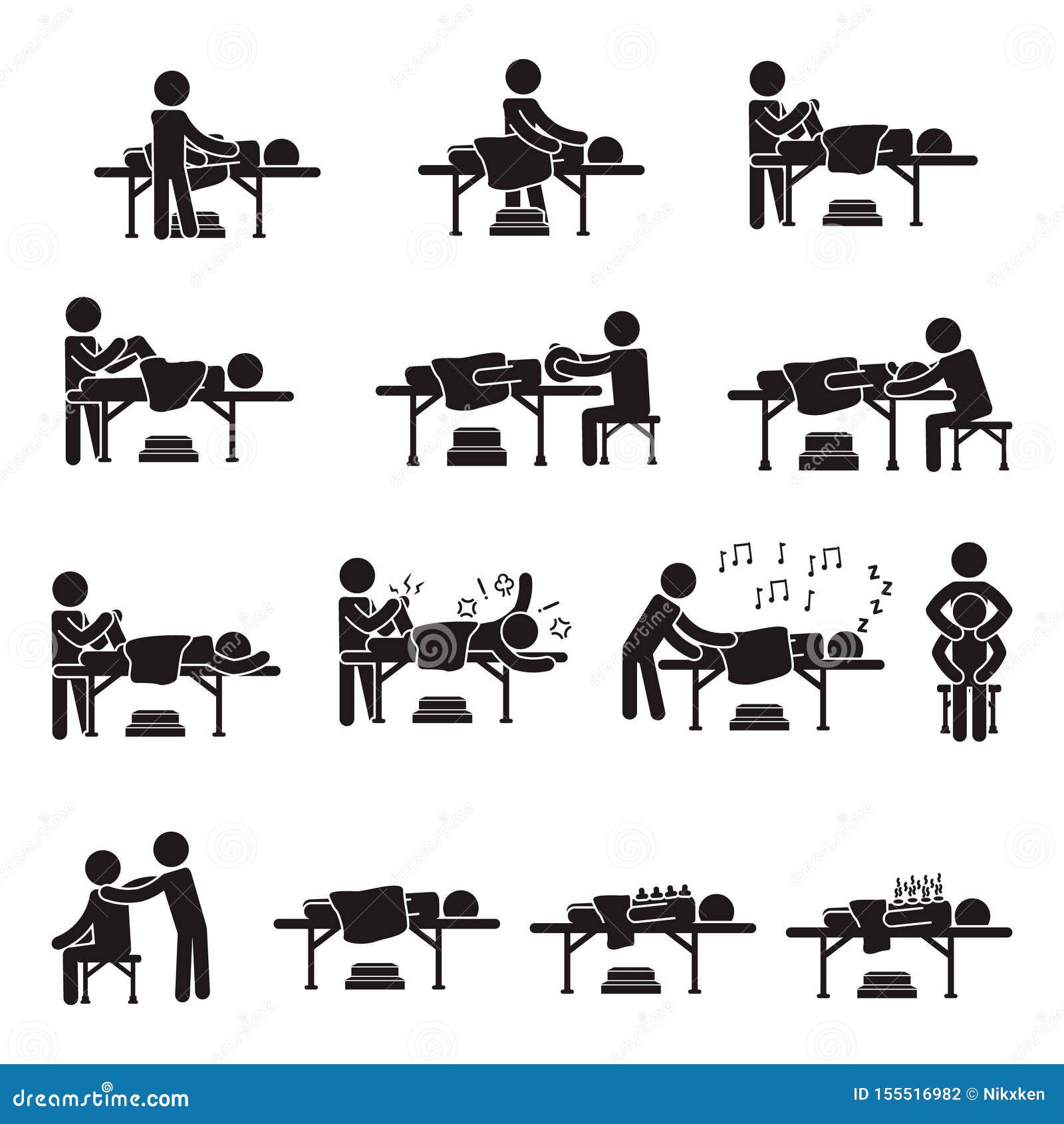 Massage People Set, Relaxing Procedure In Beauty Salon Or