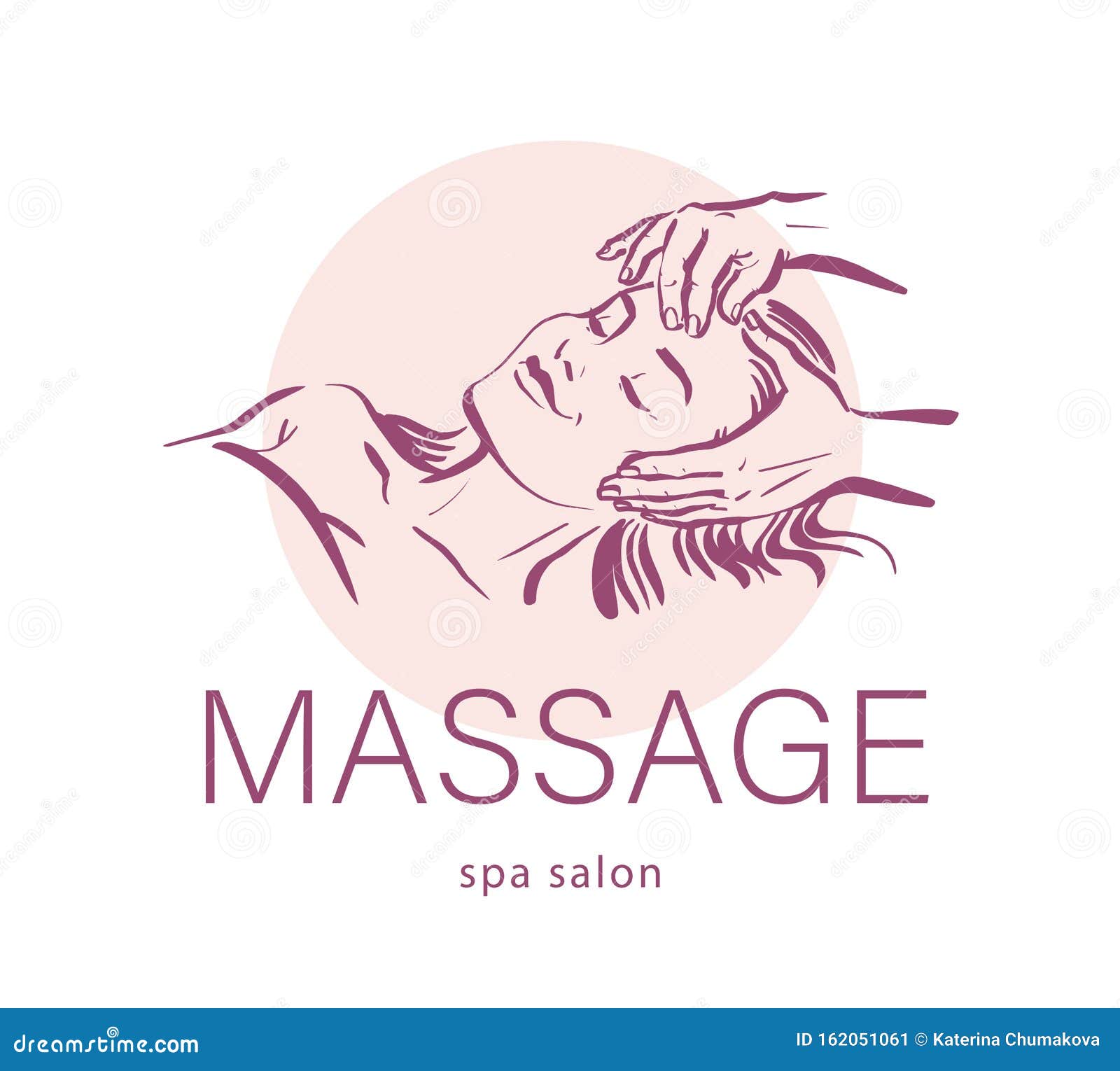 Massage Spa Salon Logo Design Human Hands Massaging Beautiful Lady