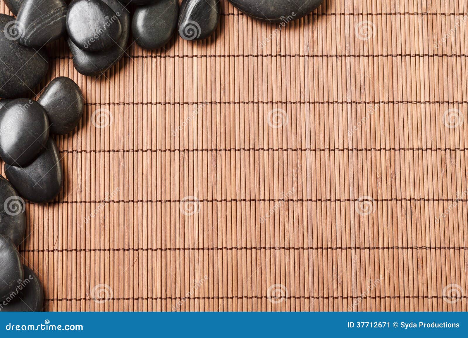 Massage Stones On Bamboo Mat Stock Image Image Of Pebble Luxury