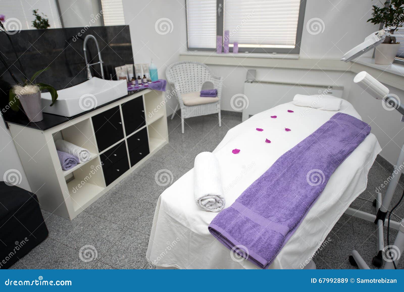 Massage Table and Equipment in Modern Beauty Salon. Stock Image Image