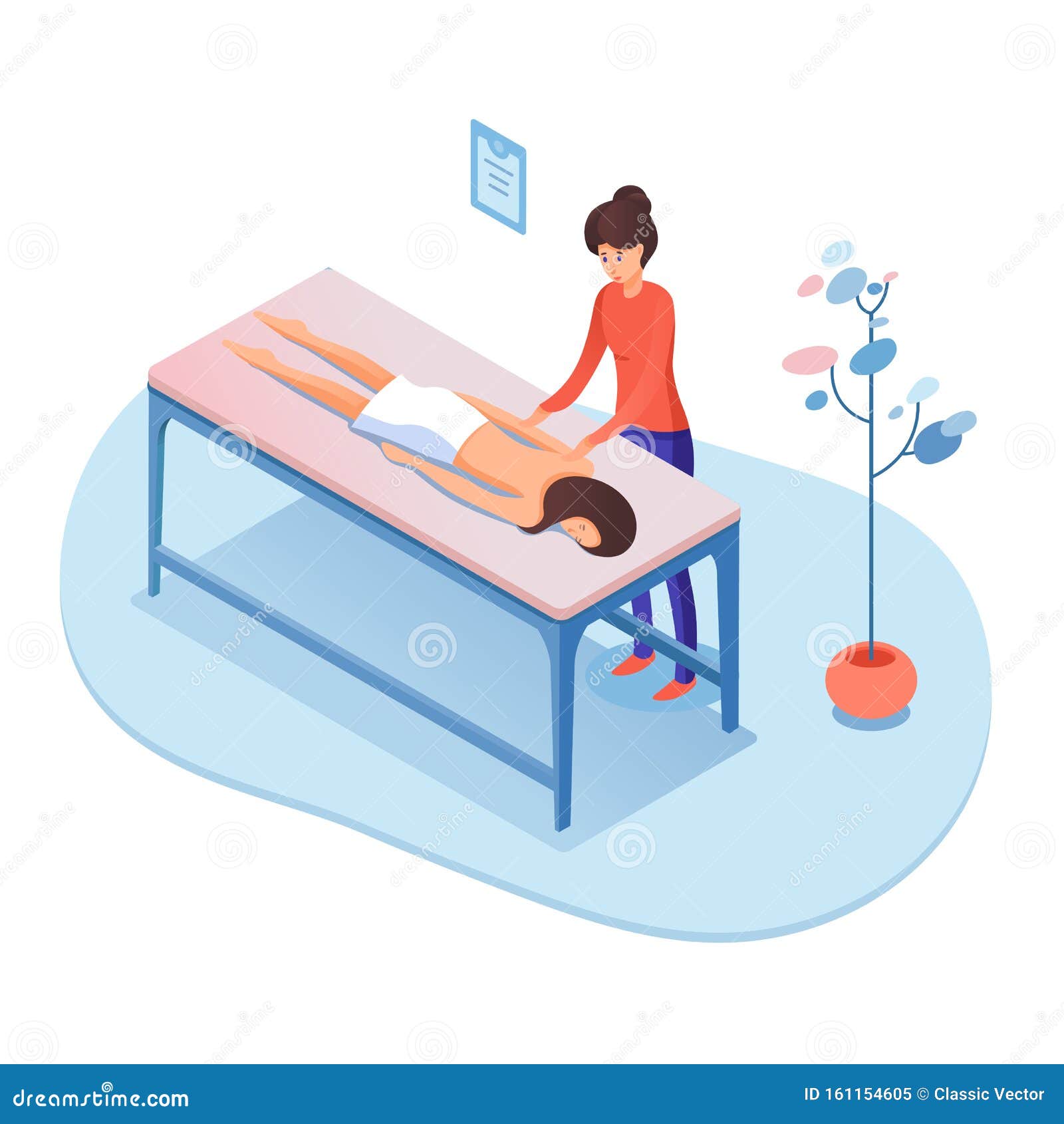 Massage Therapy Isometric Vector Illustration Isolated On White