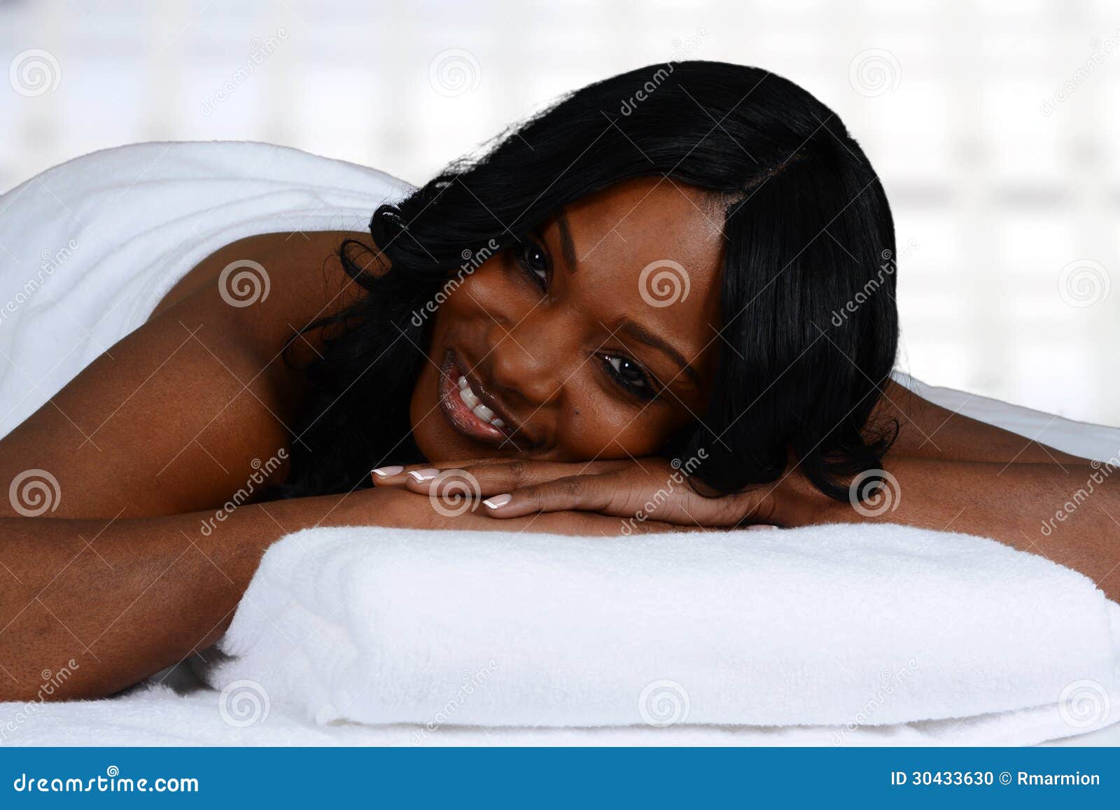 stock photo image of beauty tranquil youth getting a message