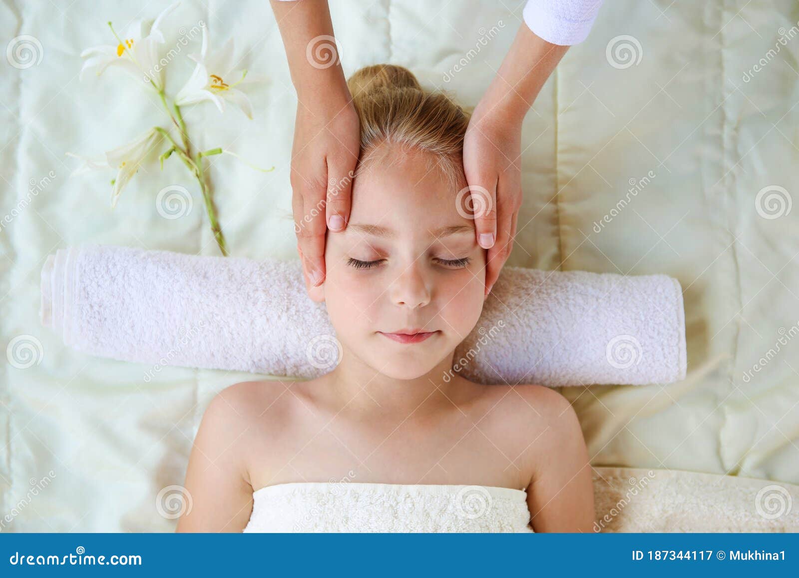 Masseur Doing Face Massage To Child Stock Image Image of device, hand