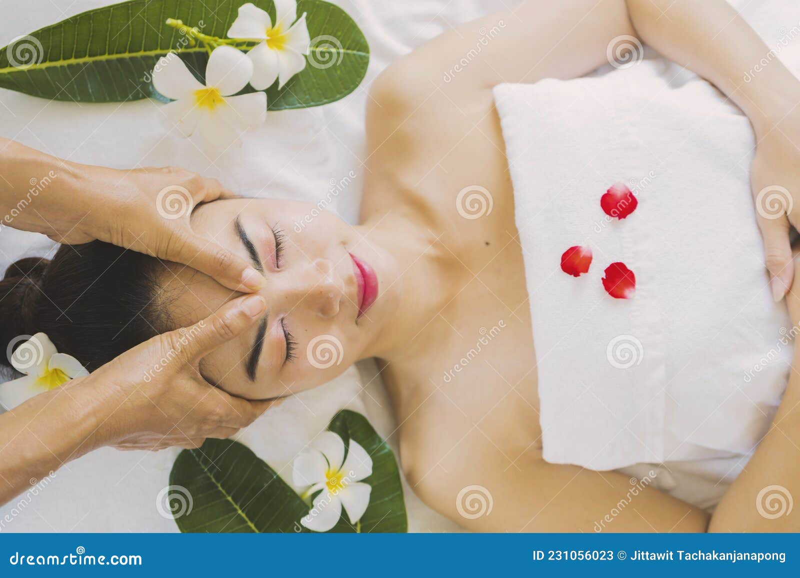 Masseur Doing Massage The Head Of An Asian Woman Stock Image Image Of Medical Female 231056023