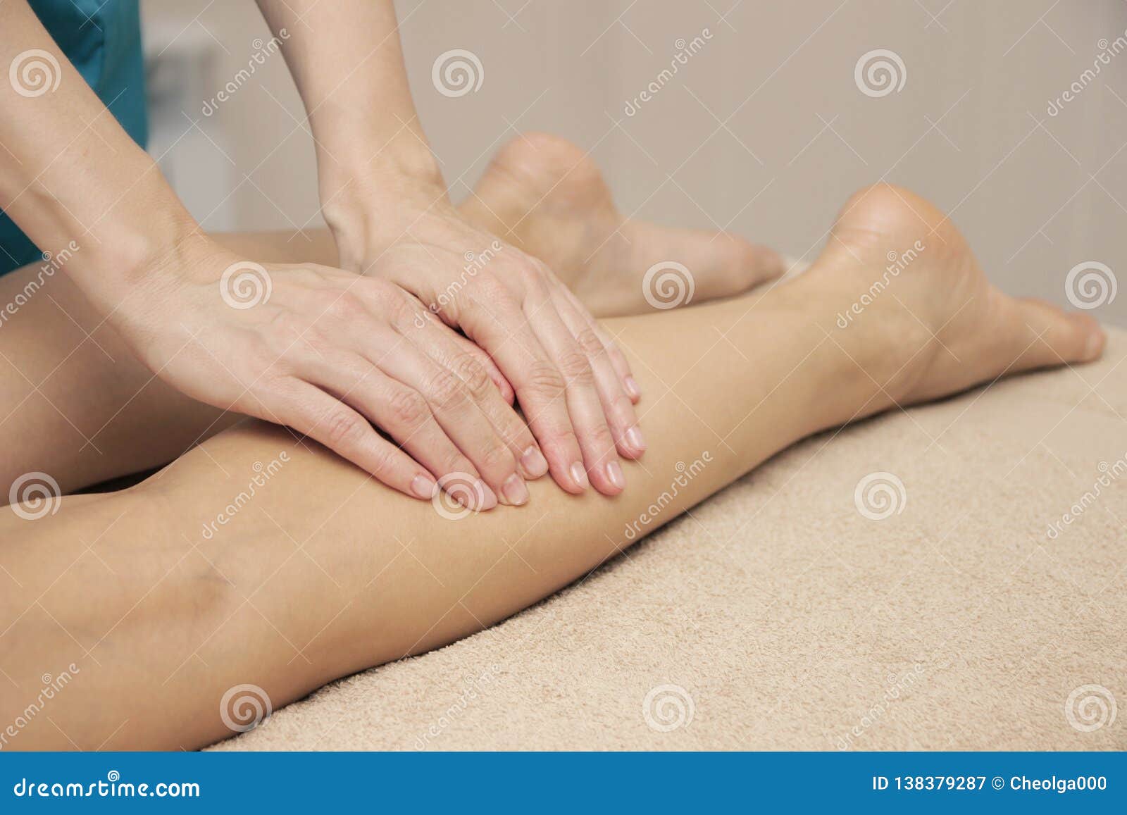 Masseur Doing Therapeutic Foot Massage For A Woman Stock Image I