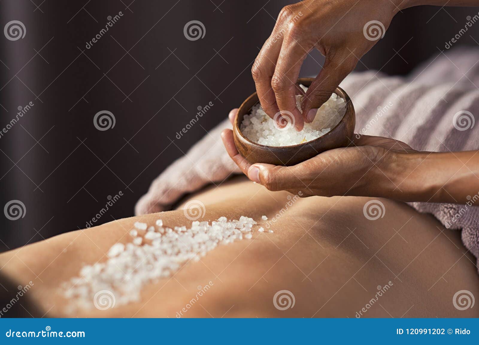 body scrub with salt at spa