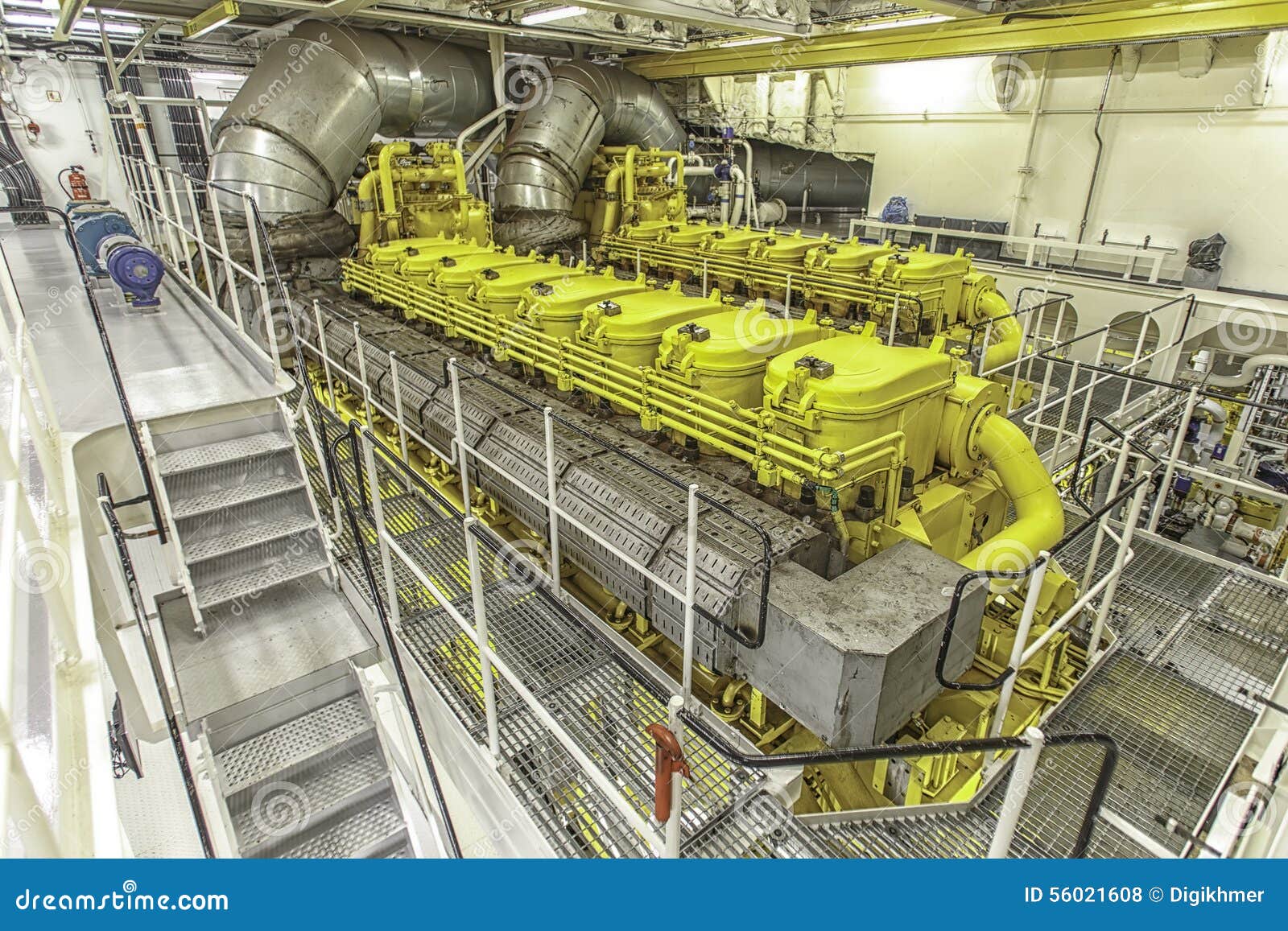 massive marine engine room