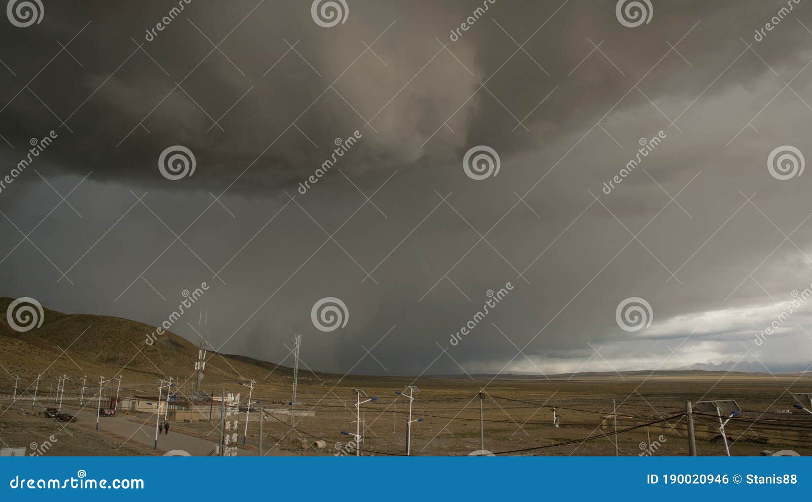 Massive Dark Clouds before Thunder Cover Blue Sky Tibet Stock Photo ...