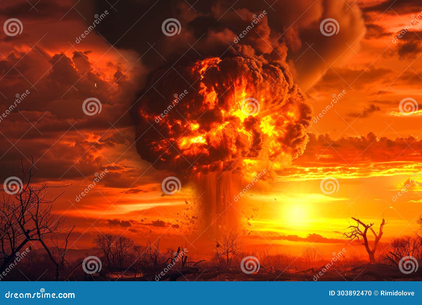 a powerful explosion releases a towering mushroom cloud of smoke and debris.