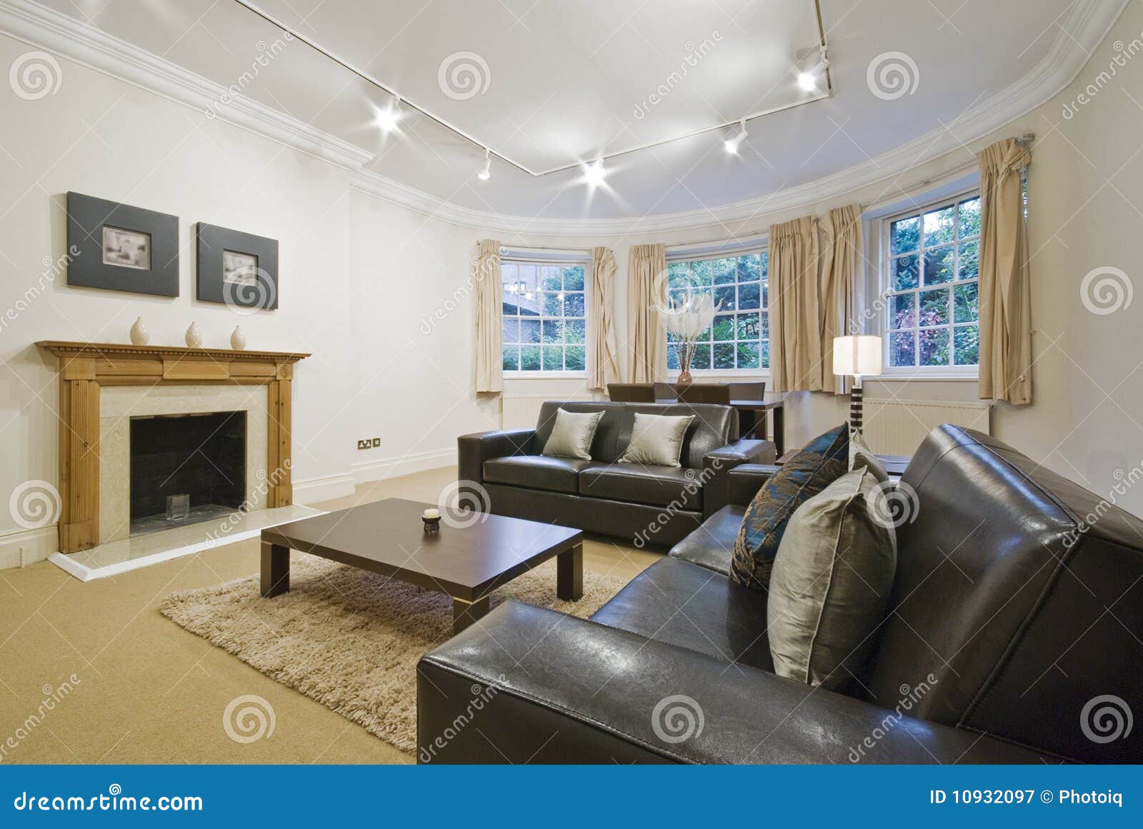 massive living room with bay window