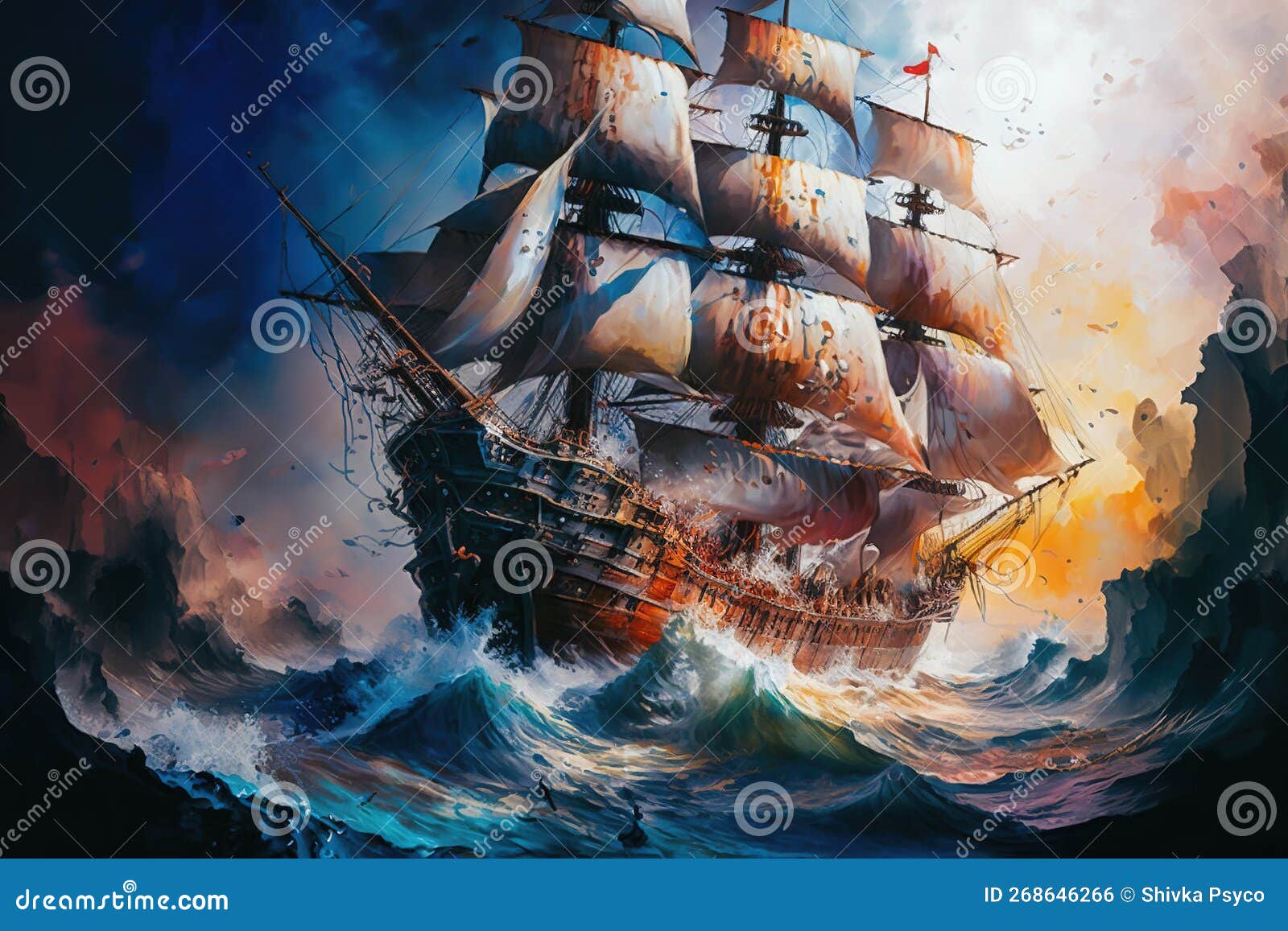 Massive Pirate Ship Large Splashes Large Transparent Stock Illustration ...