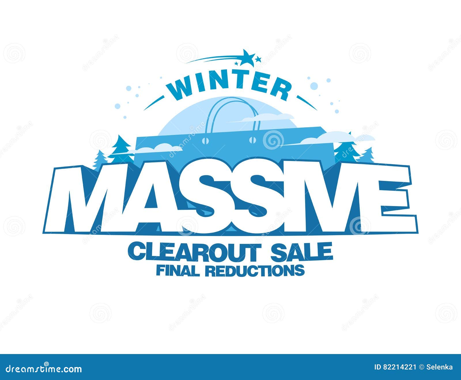 massive winter clearout sale  with big shopping bag