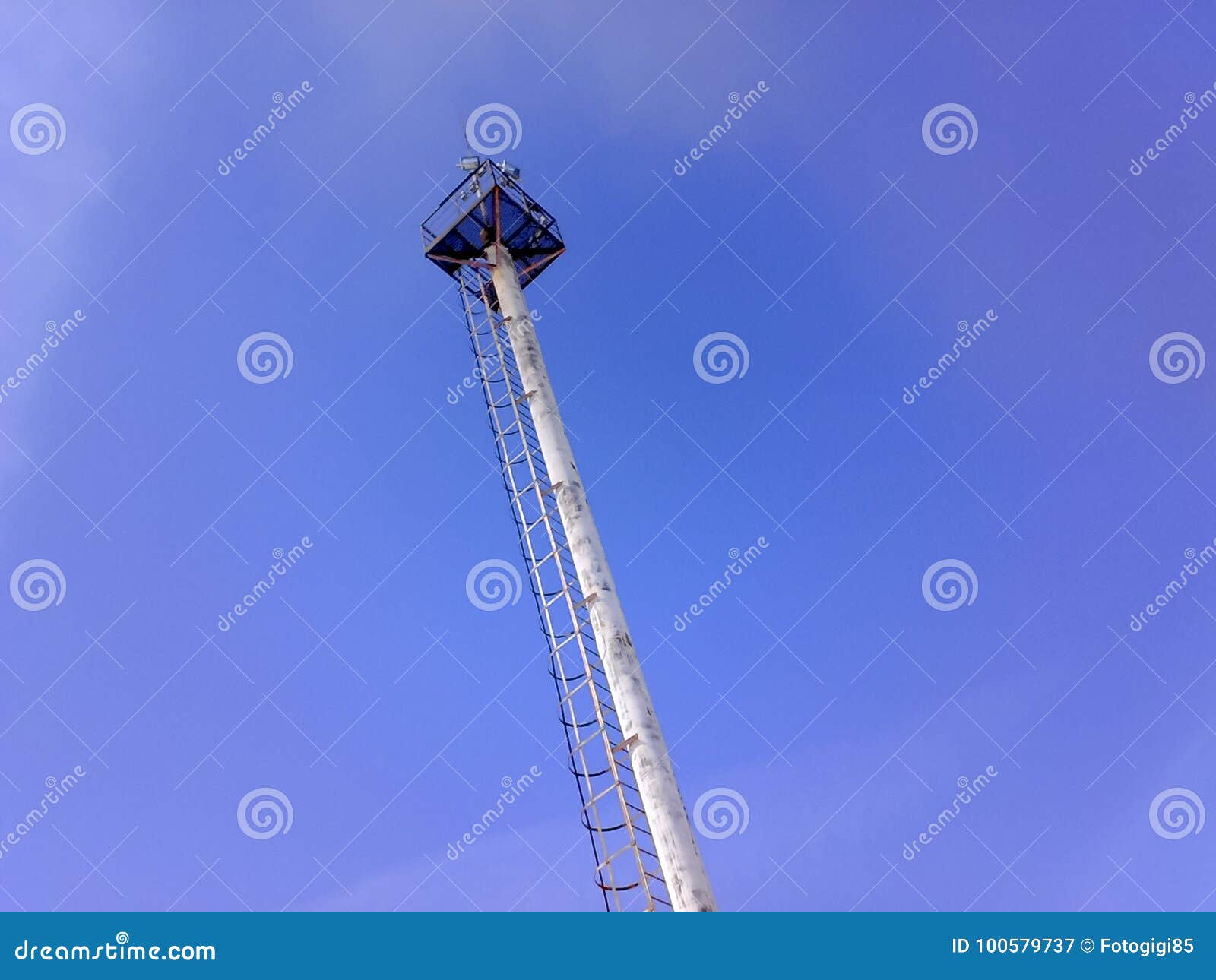 Mast Lighting on a Blue Sky Background. Mast with Lightning Rod and ...