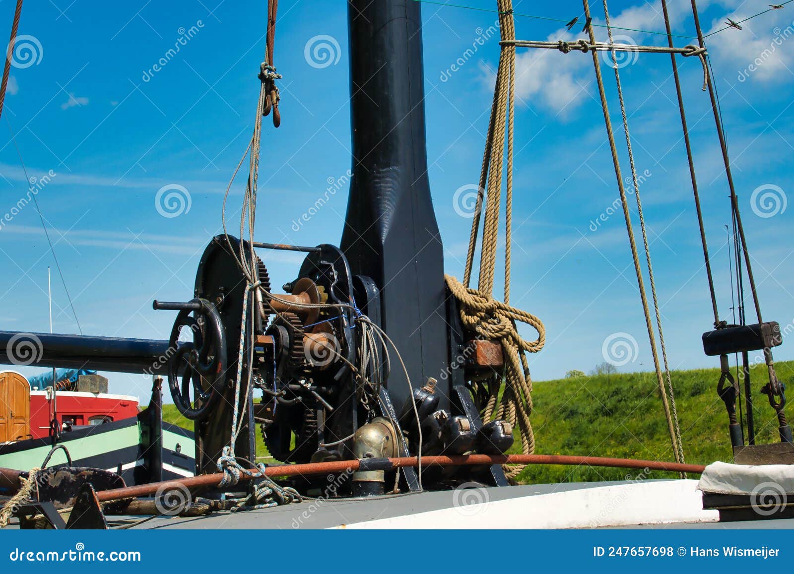 Mast Winch of a Traditional Dutch Sailing Barge Stock Photo Image of