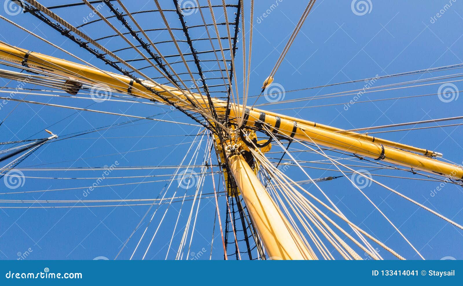 Mast, Yard and Shrouds of a Sailing Vessel Stock Image Image of