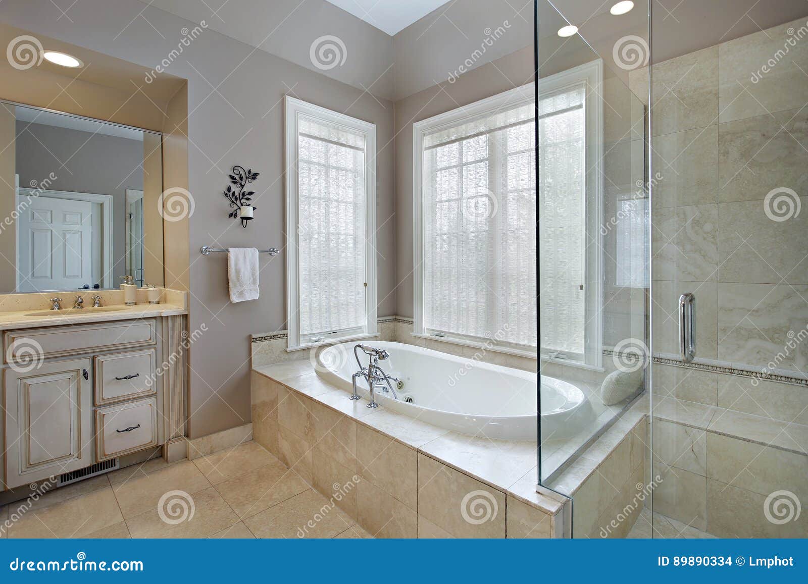 Master Bath with Attached Shower and Tub Stock Photo Image of bathtub