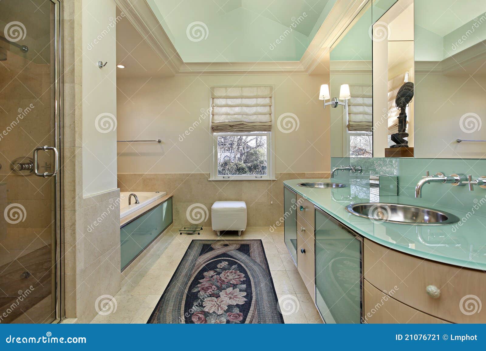 Master Bath with Lime Green Vanity Stock Image Image of design