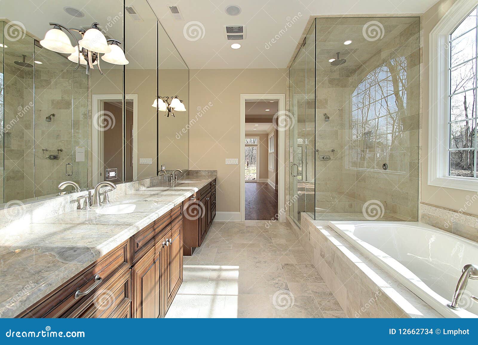 Master Bath in New Construction Home Stock Photo Image of shower