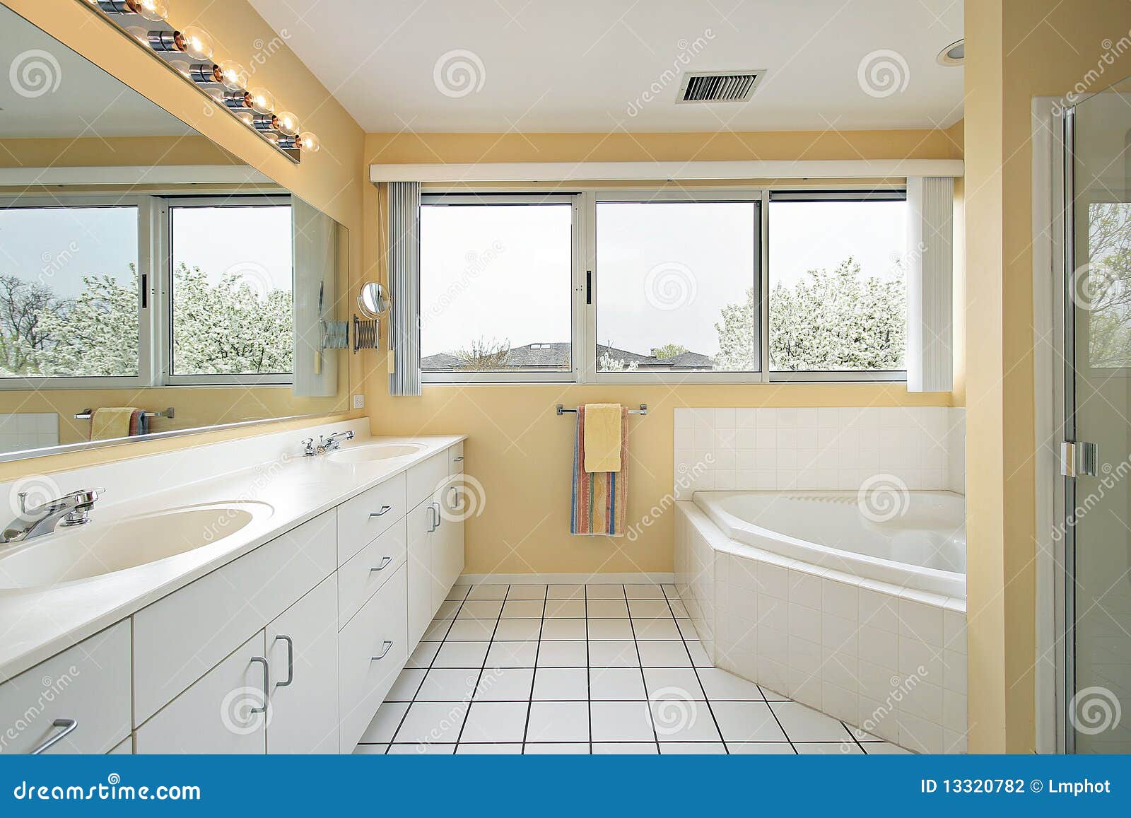 Master Bath with Yellow Walls Stock Photo Image of real, decorate 13320782