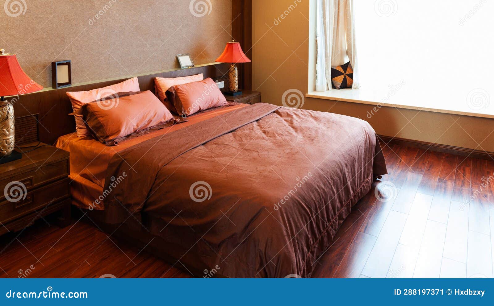 Master Bedroom with King Size Bed in Home Stock Image - Image of