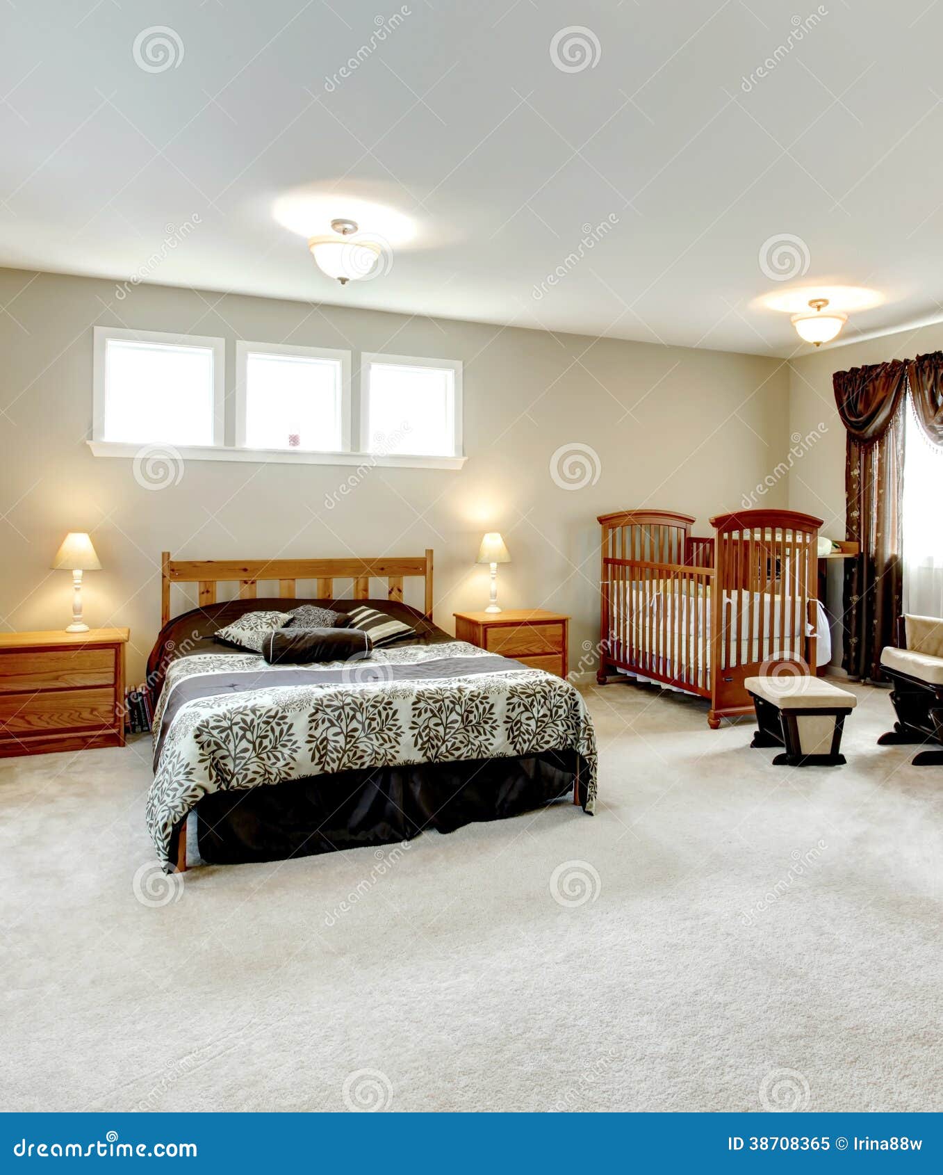 Master Bedroom with a Nursery Area Stock Image Image of closet