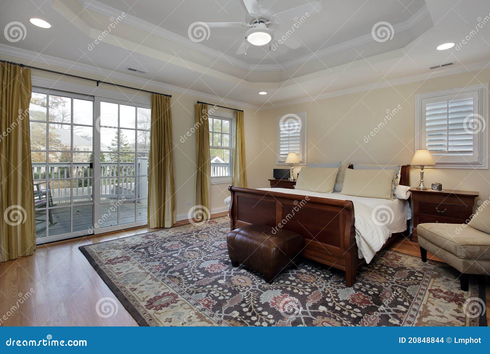 Master Bedroom With Tray Ceiling Stock Photo Image Of Bedroom