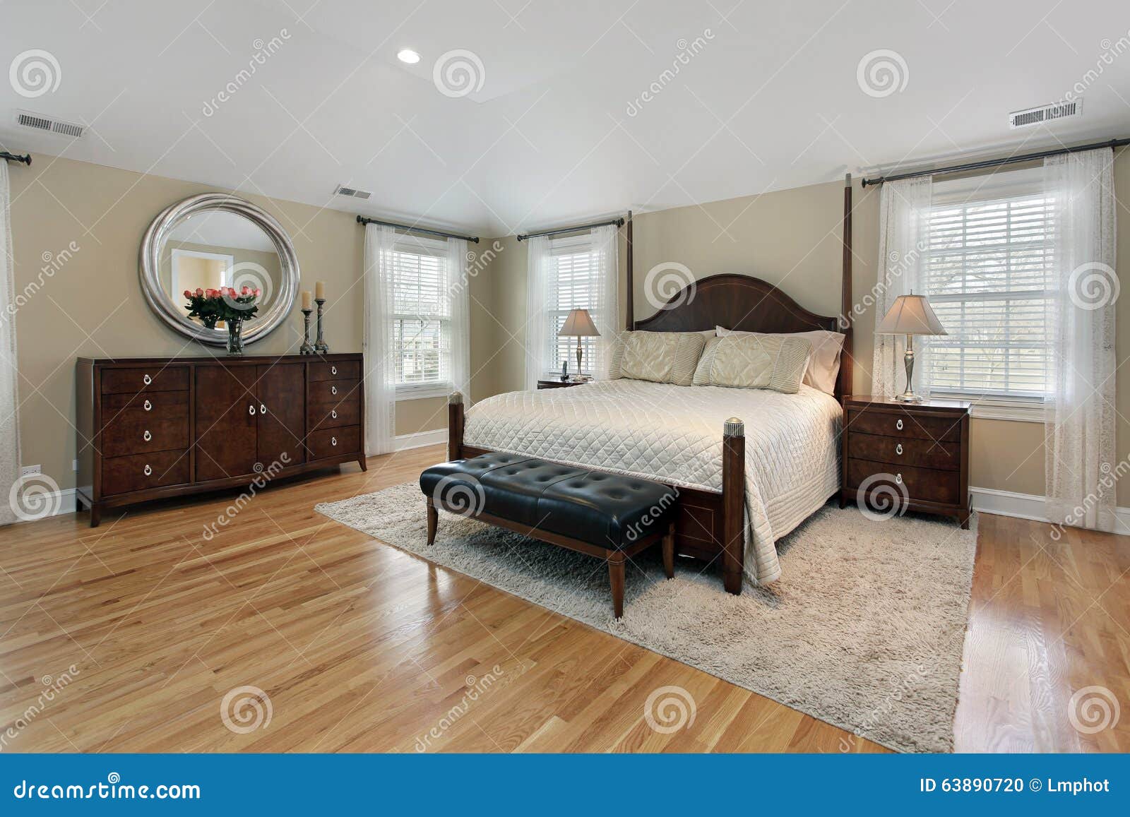 Master Bedroom With Tray Ceiling Stock Photo Image Of Lighting