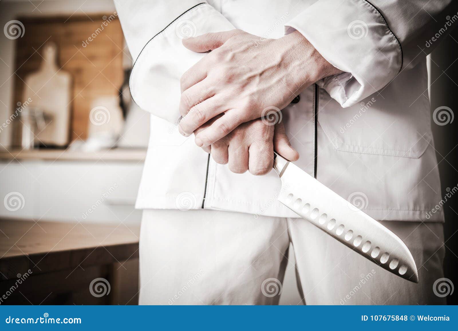 Master Chef with Huge Knife Stock Photo Image of occupation, passion 107675848