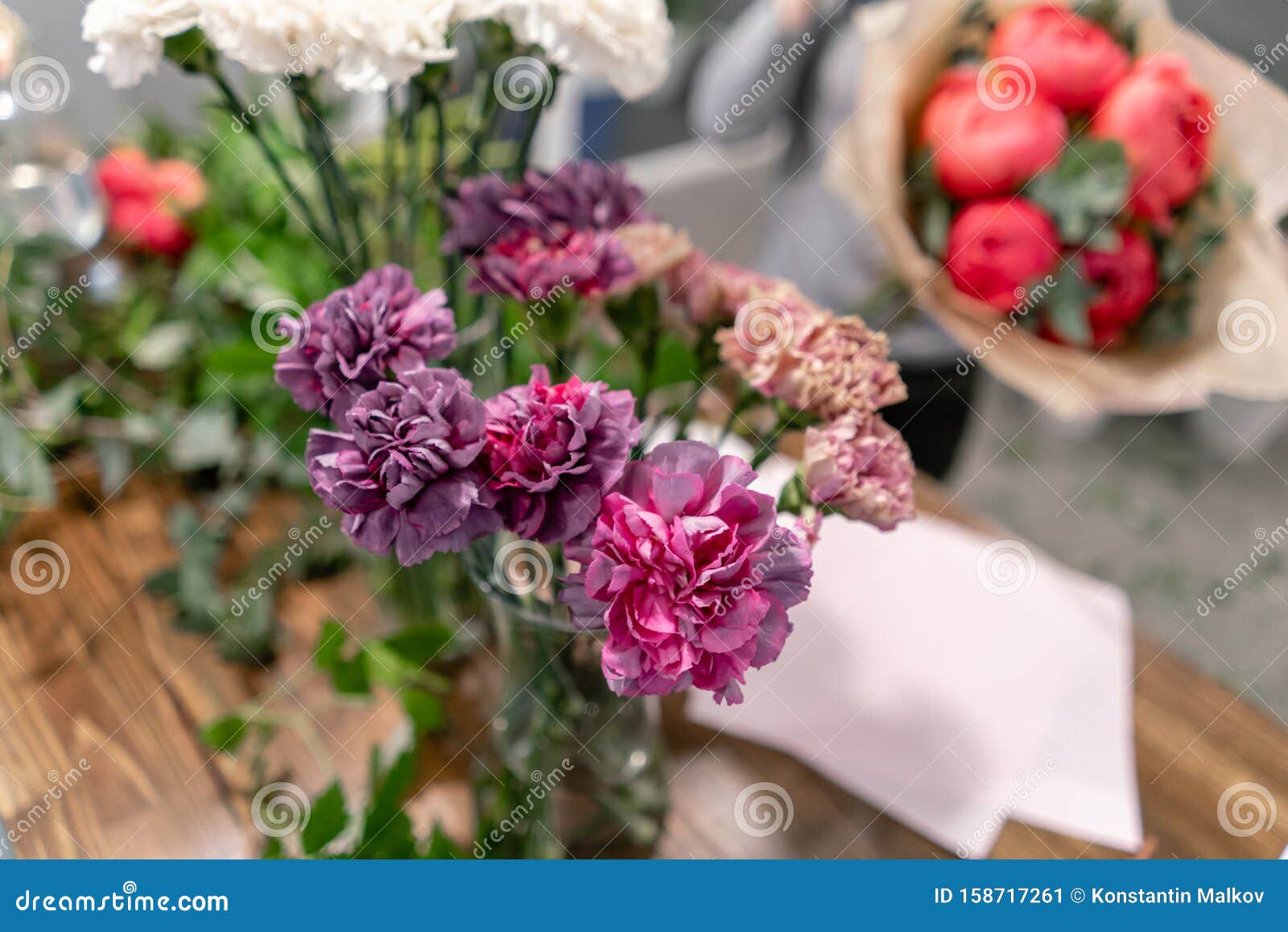 Master Class on Making Bouquets. Summer Bouquet Stock Image - Image of ...