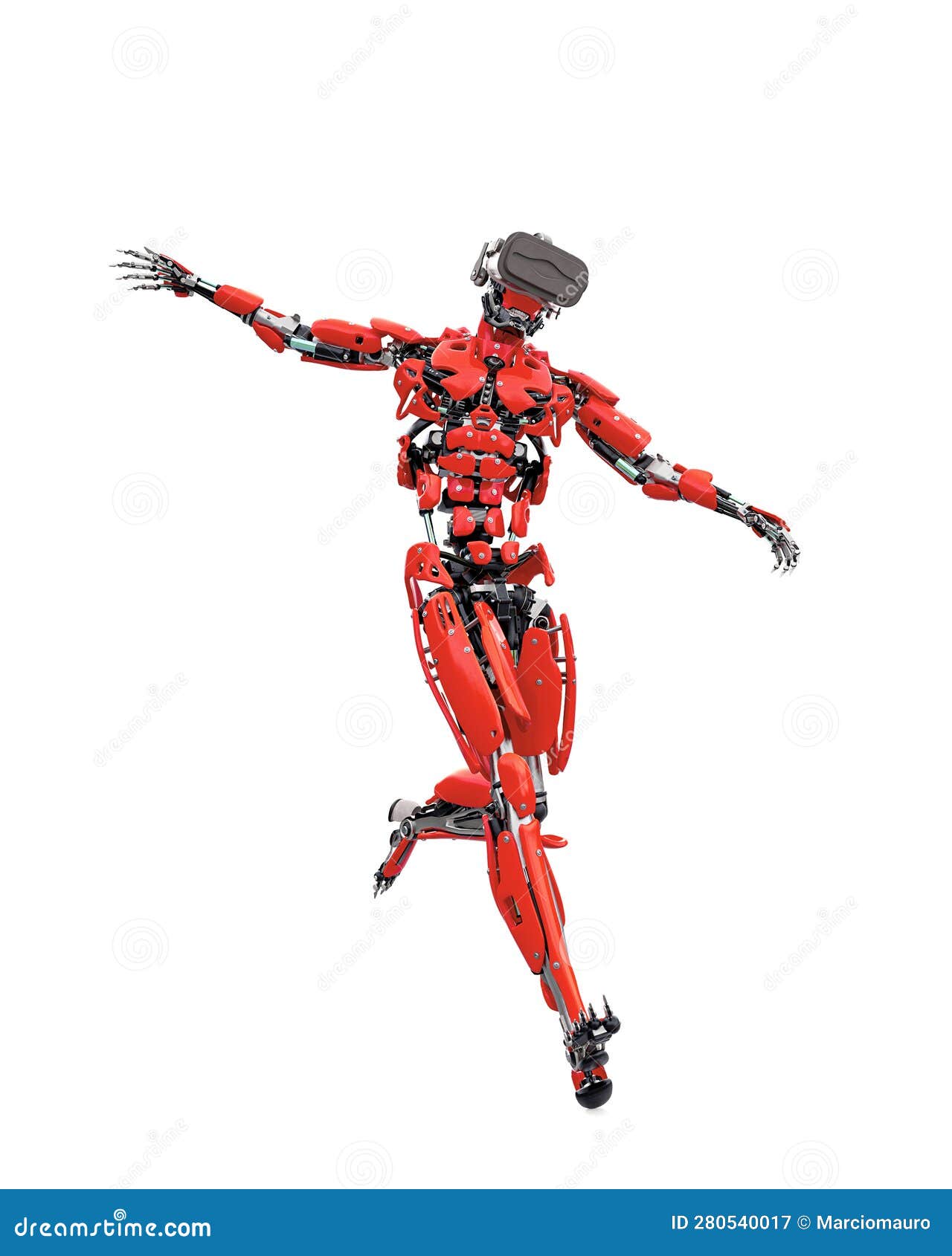 Master Cyber Robot is Playing Football on Vr Headset Stock Illustration
