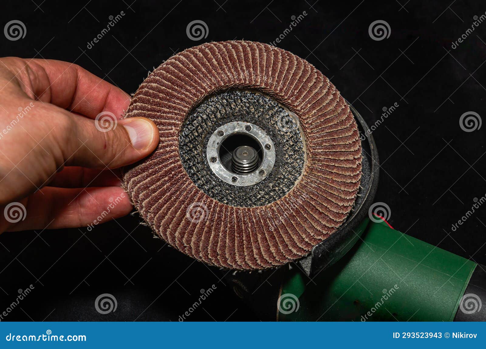 The Master Installs a Disc on an Angle Grinder Stock Image Image of