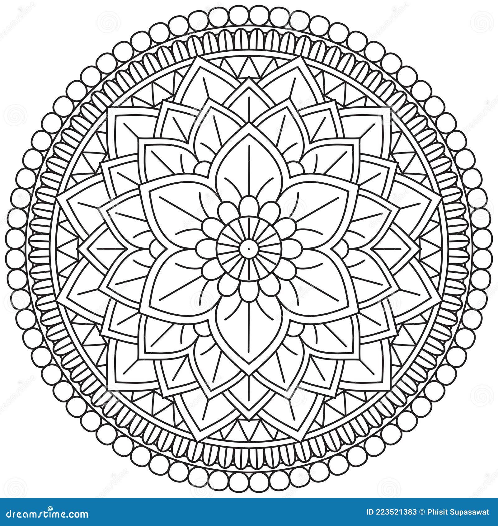 Simple Mandala Circle Coloring Book Pages forChildren Indian