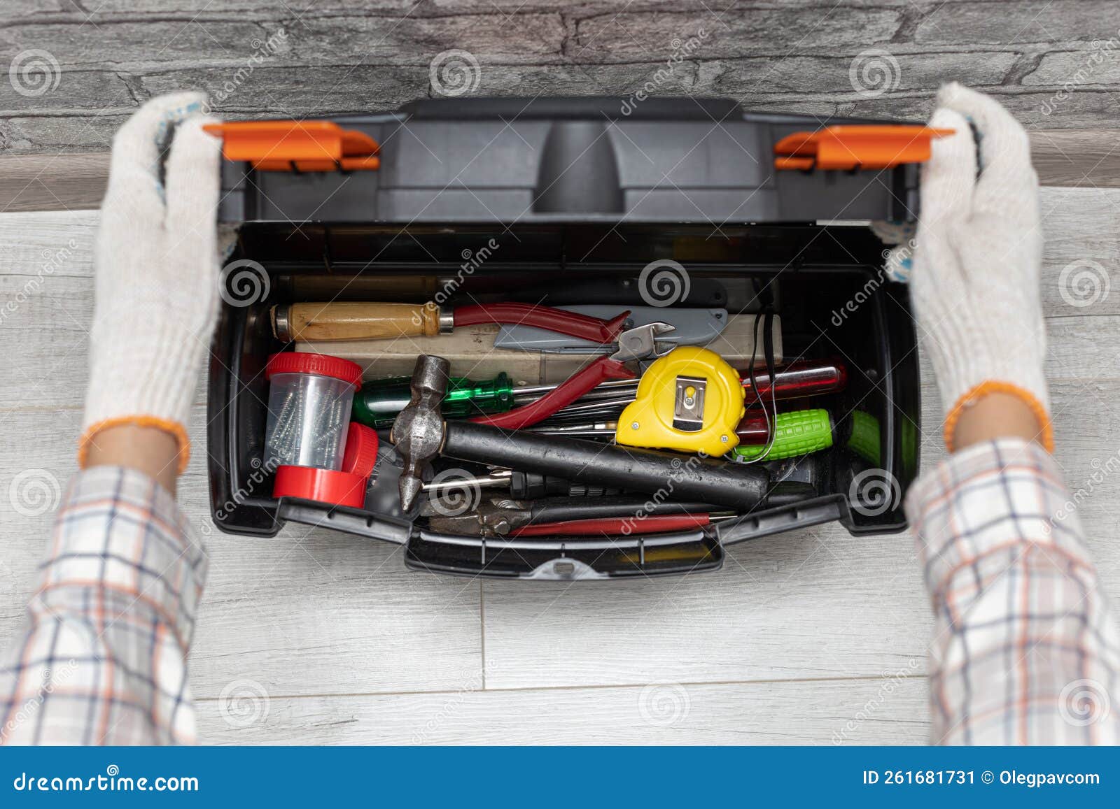 The Master Opens the Box with the Tool Stock Image Image of hammer
