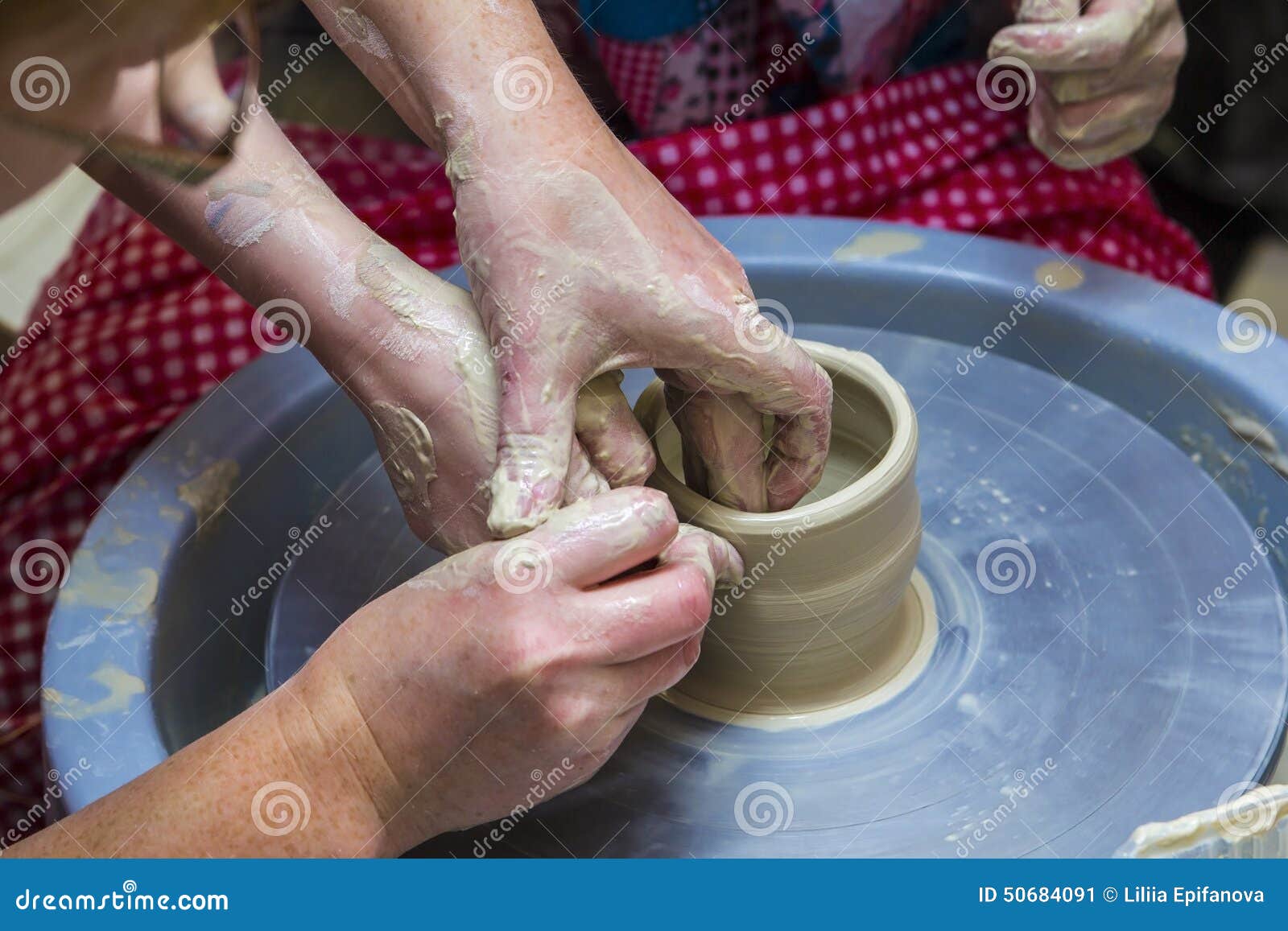 Master Potter Holds a Lesson for Modeling Stock Image Image of hands