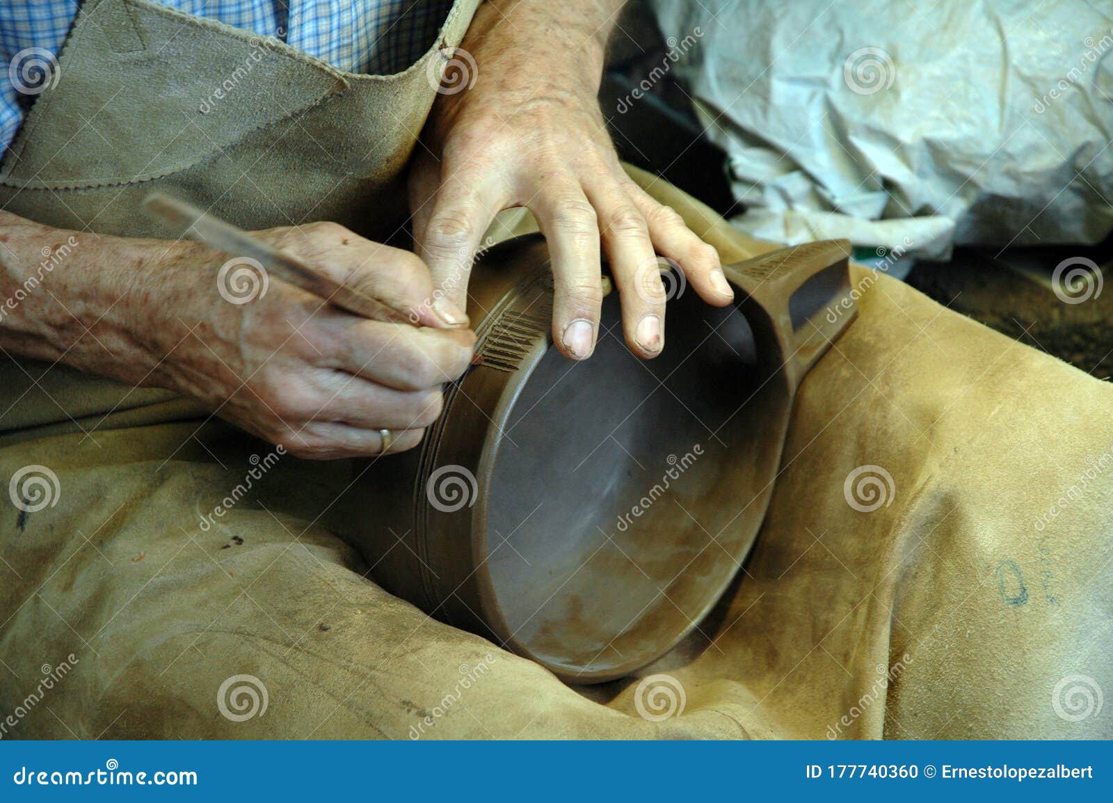 Master Potter Working a Bowl with His Own Hands Stock Photo Image of