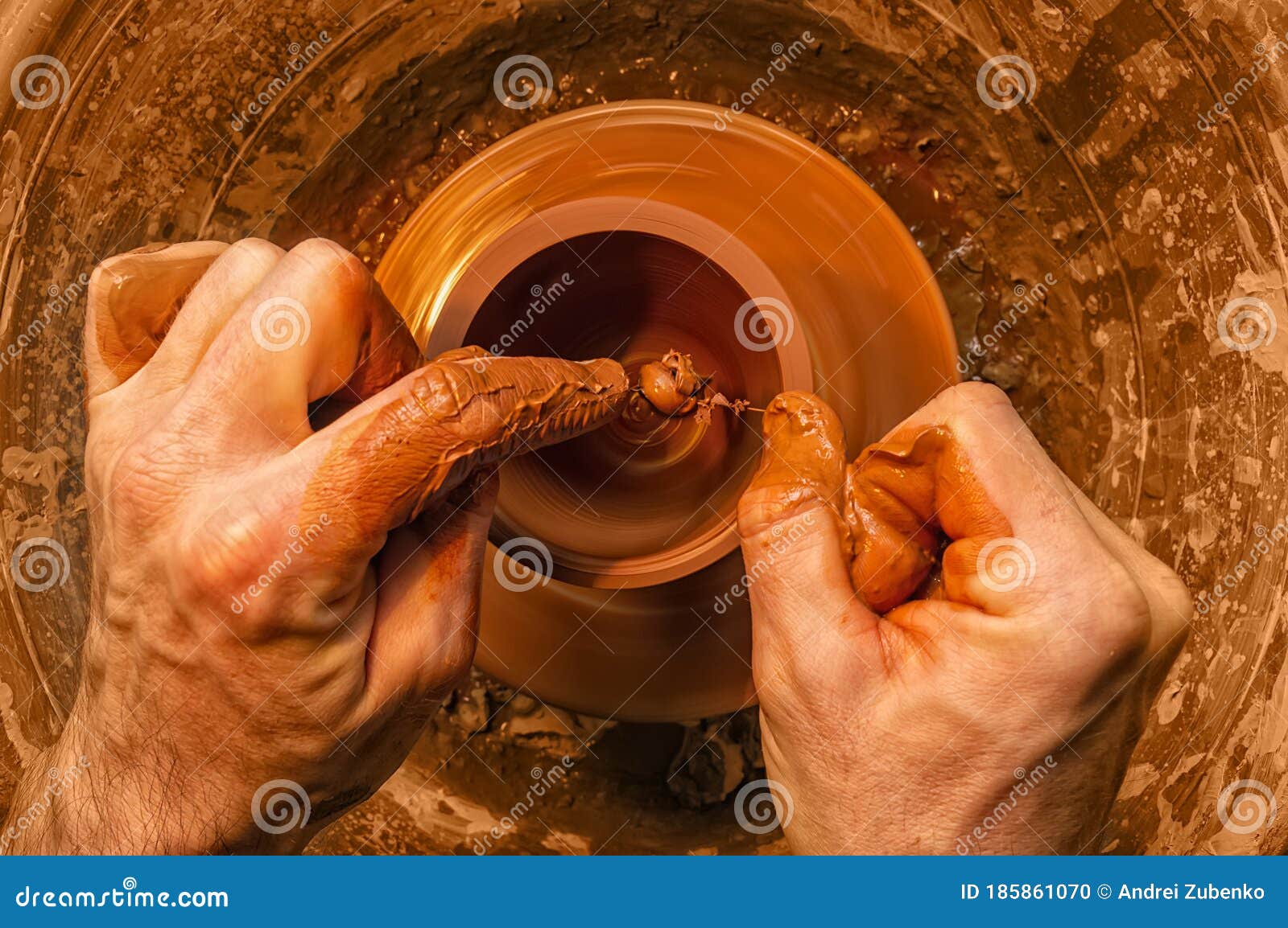 The Master Potter Works with Clay on a Potter`s Wheel Stock Photo Image of hand, artisan